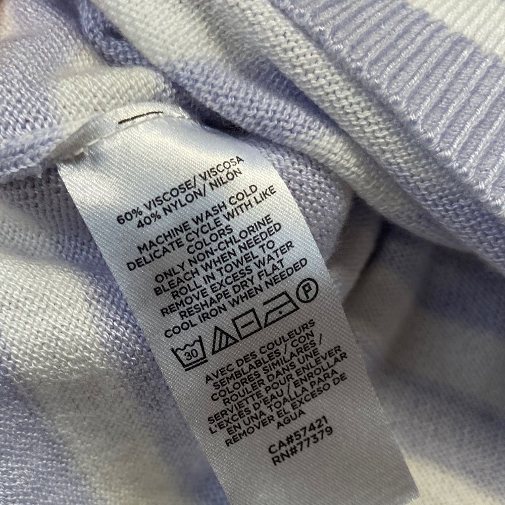 Ann Taylor Lavender and White Striped Long Sleeve Knit Sweater size Medium - Picture 4 of 7